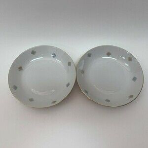 Seltmann Weiden Bavaria Western Germany Coup Bowls Lot of 2 Gray Grids Squares